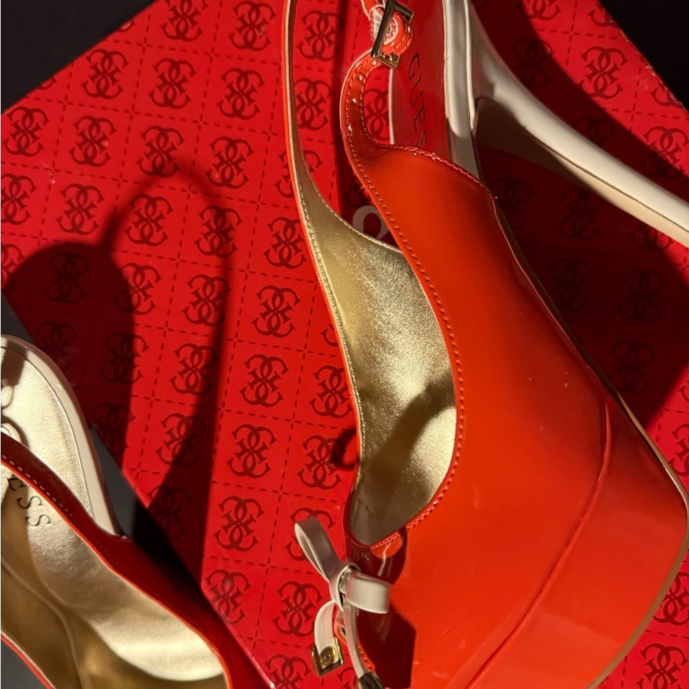 Guess Red and Gold Stiletto Heels